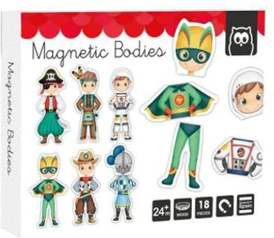Puzzle magnetic educativ din lemn: Eroi de basm