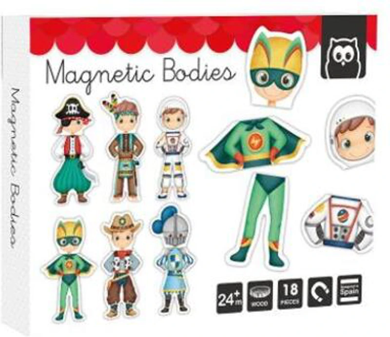 Puzzle magnetic educativ din lemn: Eroi de basm