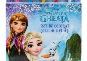 Regatul de gheață. Set de colorat și de activități (conține 5 creioane și 5 radiere)