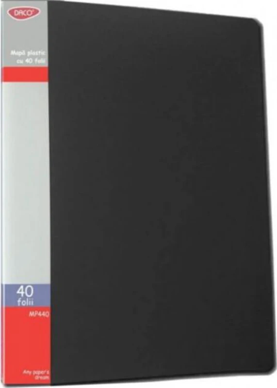 Mapă plastic DACO, 20 folii, negru