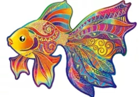 Puzzle de lemn, 100 piese în formă de peștișor