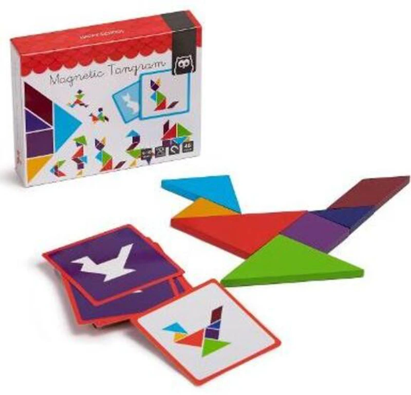 Puzzle magnetic educativ din lemn: Tangram