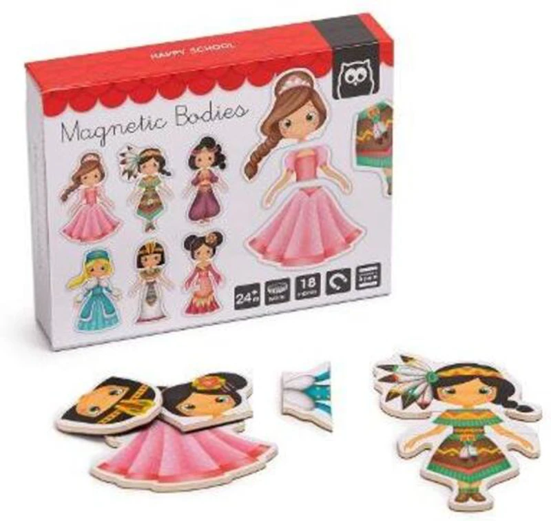 Puzzle magnetic educativ din lemn: Prințesă