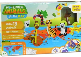 Hartă educativă + puzzle 3D cu animale din spumă EVA - World Wide - Animals on the Map