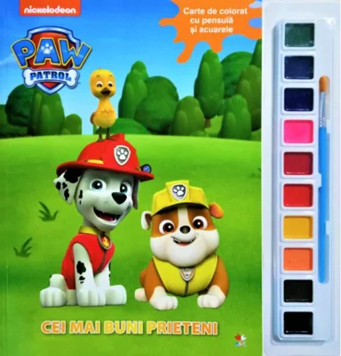 Patrula Cățelușilor. Cei mai buni prieteni. Carte de colorat cu pensulă și acuarele