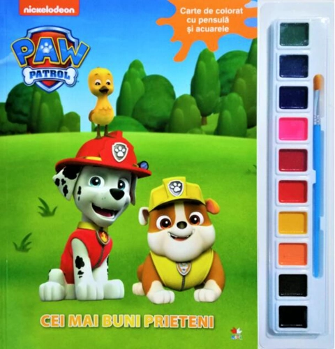 Patrula Cățelușilor. Cei mai buni prieteni. Carte de colorat cu pensulă și acuarele