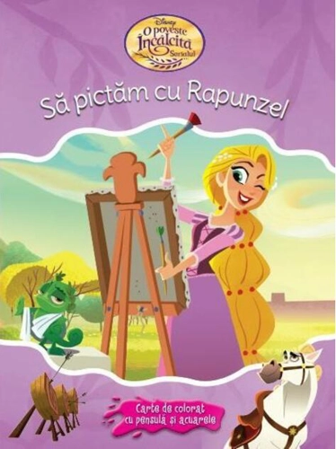 Disney. O poveste încâlcită. Să pictăm cu Rapunzel. Carte de colorat cu pensulă și acuarele