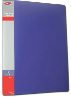 Mapă plastic DACO, 20 folii, albastru