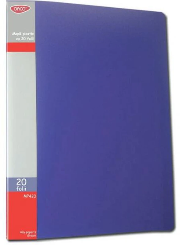 Mapă plastic DACO, 20 folii, albastru