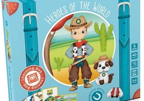 Puzzle magnetic educativ: Valiza cu eroii lumii