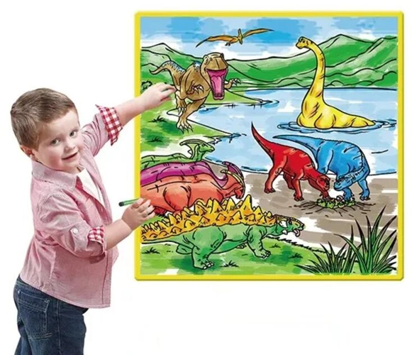Poster Lavabil de Colorat - Lumea Dinozaurilor