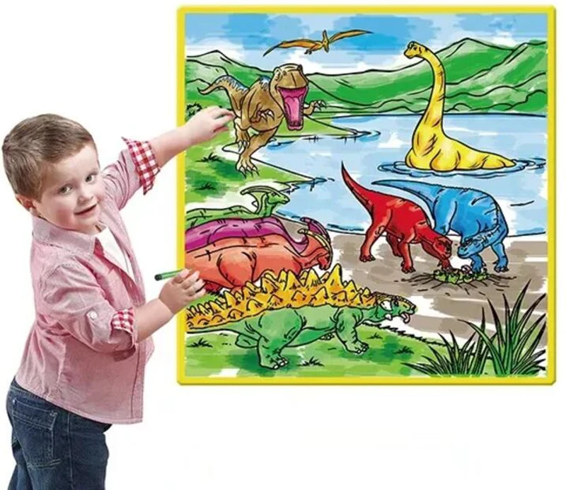 Poster Lavabil de Colorat - Lumea Dinozaurilor