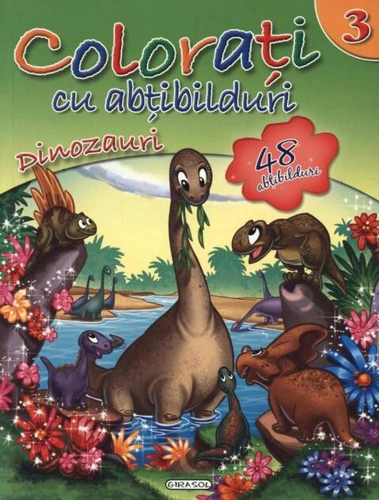 Colorați cu abțibilduri (Nr. 3). Dinozauri