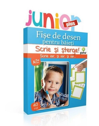 Fişe de desen pentru băieţi. Scrie și șterge! Junior plus (3-5 ani)