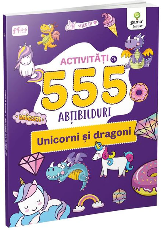 Activități cu 555 abțibilduri - Unicorni și dragoni. Stick it!