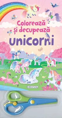 Colorează și decupează unicorni (roz)