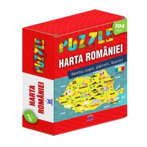 Harta României - Puzzle (104 piese, A3)