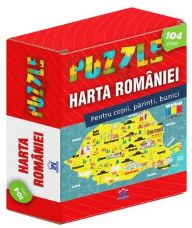 Harta României - Puzzle (104 piese, A3)