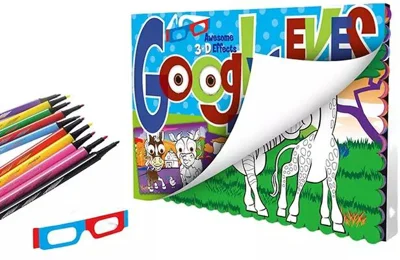 Carte de colorat lavabilă cu ochelari 3D - Animale năzdrăvane