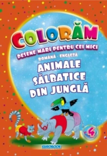 Animale sălbatice din junglă. Desene mari pentru cei mici română-engleză