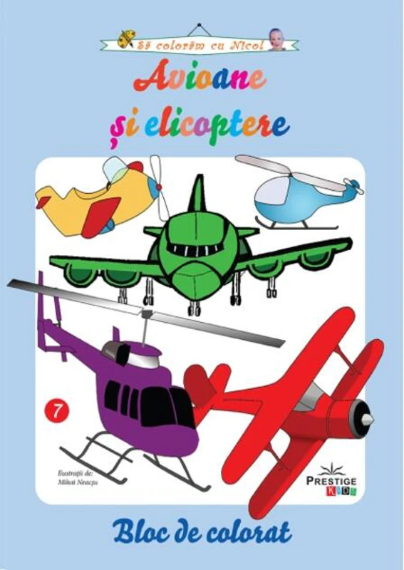 Avioane și elicoptere. Bloc de colorat