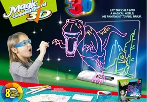 Tablă de desenat cu lumini și ochelari 3D - Dinozauri