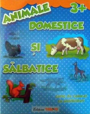 Animale domestice și sălbatice 3+. Carte de colorat cu abțibilduri