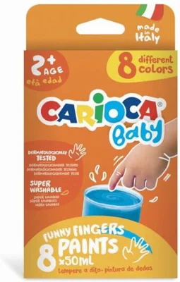 Acuarele Carioca Baby Finger Paint, 8 borcane x 50ml