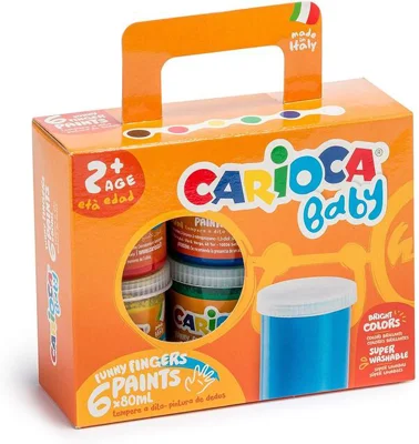 Acuarele Carioca Baby Finger Paint, 6 borcane x 80ml
