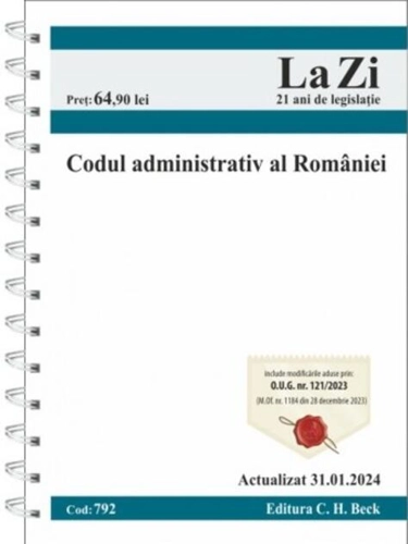 Codul administrativ al României. Cod 792. Actualizat la 31.01.2024