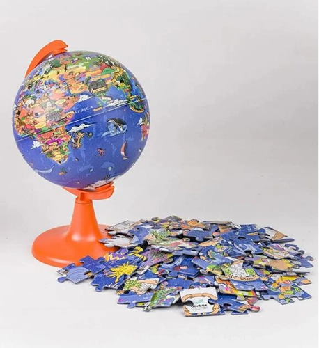 Glob pământesc My World 15 cm, cu puzzle 100 piese