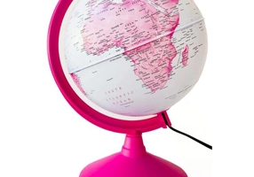 Glob pământesc politic iluminat 20 cm, roz