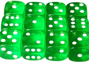 Set 12 zaruri 12 mm - verde translucid