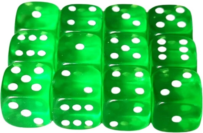 Set 12 zaruri 12 mm - verde translucid