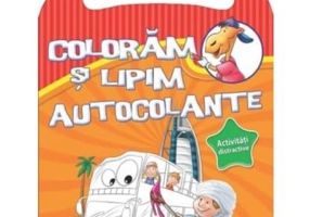 Coloram si lipim autocolante. Activitati distractive (portocaliu)