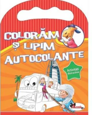 Coloram si lipim autocolante. Activitati distractive (portocaliu)