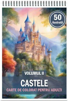 Carte de colorat, 50 de ilustratii, Castele, Volumul 2