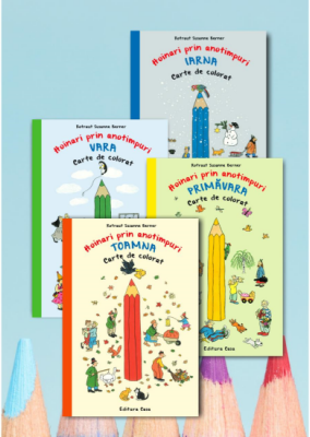 Pachet carti de colorat Hoinari prin anotimpuri, 4 volume - Rotraut Susanne Berner