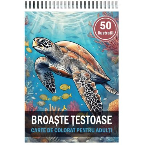 Carte de colorat, 50 de ilustratii, Broaste Testoase