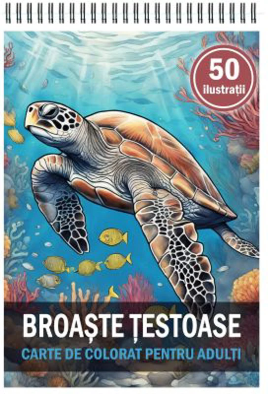 Carte de colorat, 50 de ilustratii, Broaste Testoase