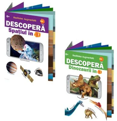 Pachet Realitate Augmentata format din 2 titluri Descopera Spatiul, Dinozaurii
