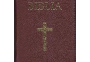 Biblia medie, 063, coperta piele, grena, cu cruce, margini aurii, repertoar, fermoar