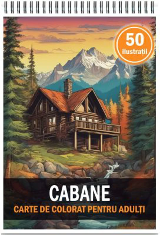 Carte de colorat, 50 de ilustratii, Cabane