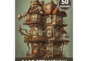 Carte de colorat, 50 de ilustratii, Case Steampunk