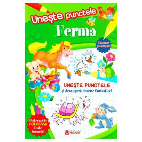 Carte de colorat. Uneste punctele. Ferma