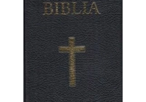 Biblia medie, 063, coperta piele, neagra, cu cruce, margini aurii, repertoar