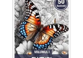 Carte de colorat, 50 de ilustratii, Fluturi, Volumul 1