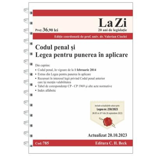 Codul penal si Legea pentru punerea in aplicare. Actualizat la 20. 10. 2023