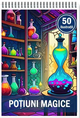 Carte de colorat, 50 de ilustratii, Potiuni magice