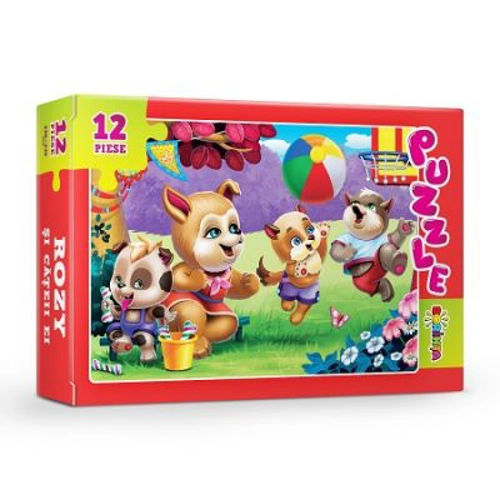 Puzzle. Rozy si cateii ei, 12 piese